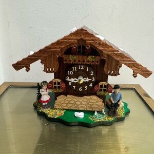 Black Forest Style Wood Cuckoo Clock House Shape Figurines